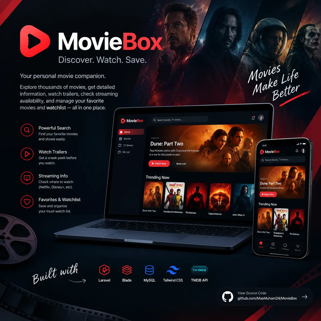 MovieBox - Netflix-Inspired Movie Discovery & Watchlist Platform